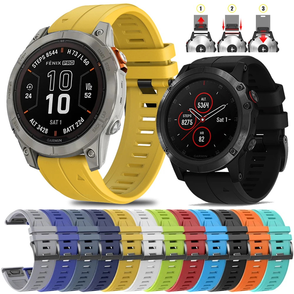 Cinturino Per Orologio Quickfit 22 26Mm Per Garmin Fenix 7 7X 6X Pro/Epix Pro Gen 2 51 47Mm/Fenix6 Gps 5Plus 5Xplus Cinturino In Silicone Zaffiro