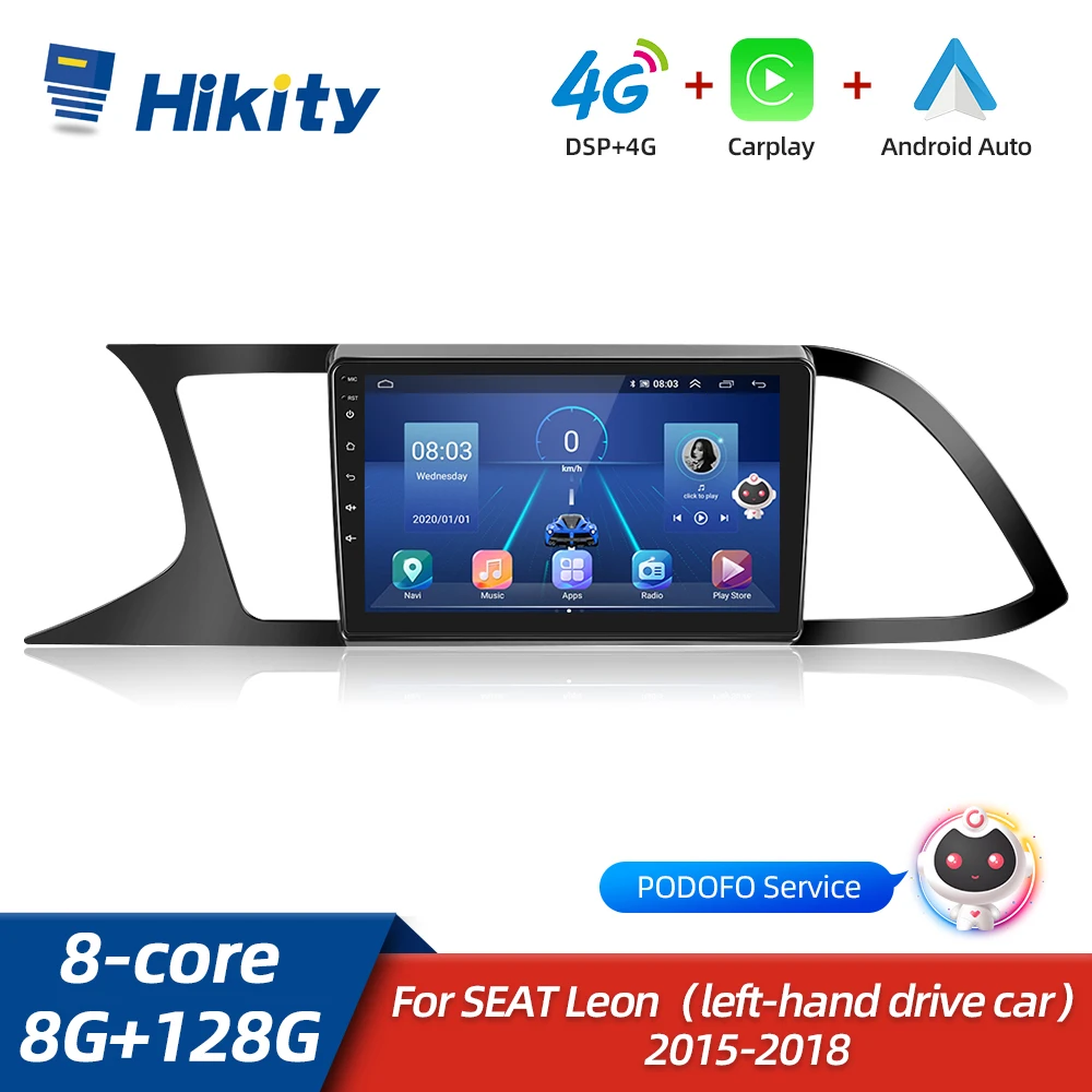 Hikity Android10.0 Autoradio Per Seat Leon 2015-2018 Carplay Lettore Multimediale Navigazione Gps Autoradio 2Din Dvd Wifi Video