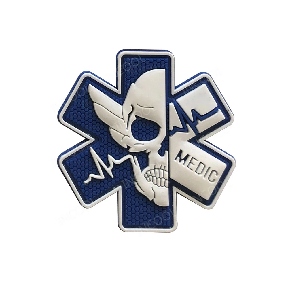 3D Pvc Medical Paramedic Skull Patch Tactical Military Toppe Decorative Combattimento Distintivi Medici In Gomma Per Caps Zaino