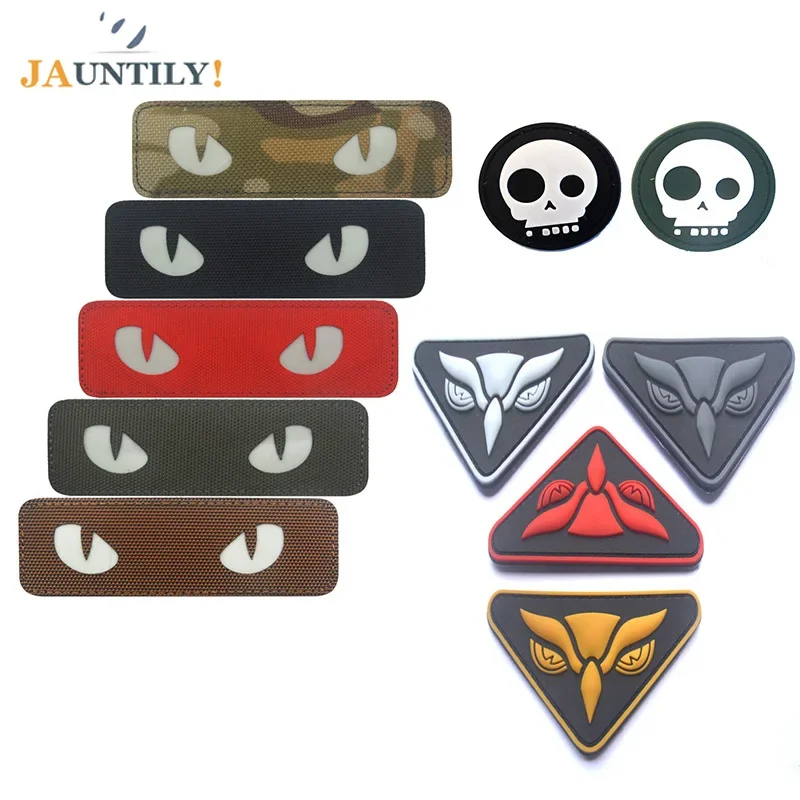 Patch Tattica In Pvc/Nylon Eagle Eye Cat Eye Combat Glow In Dark Gitd Tag Badge Per Tactical Helmet Bag Jacket Unifo