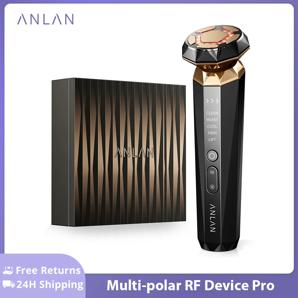 Anlan Multi-Polar Rf Beauty Device Pro 18K Gold Skincare 2Mhz Facial Rf Hot Cold Compress Ems Face Lifting Massaggiatore Anti Invecchiamento