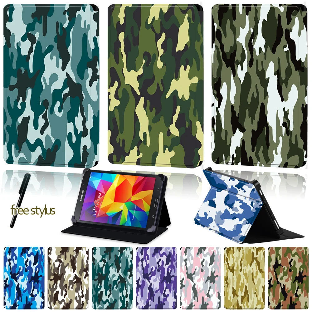 Custodia Universale Per Tablet Per Samsung Galaxy Tab 2/Tab 3 /Tab 4 /Tab 10.1/Tab 10.1 Lte Custodia In Pelle Con Motivo Mimetico