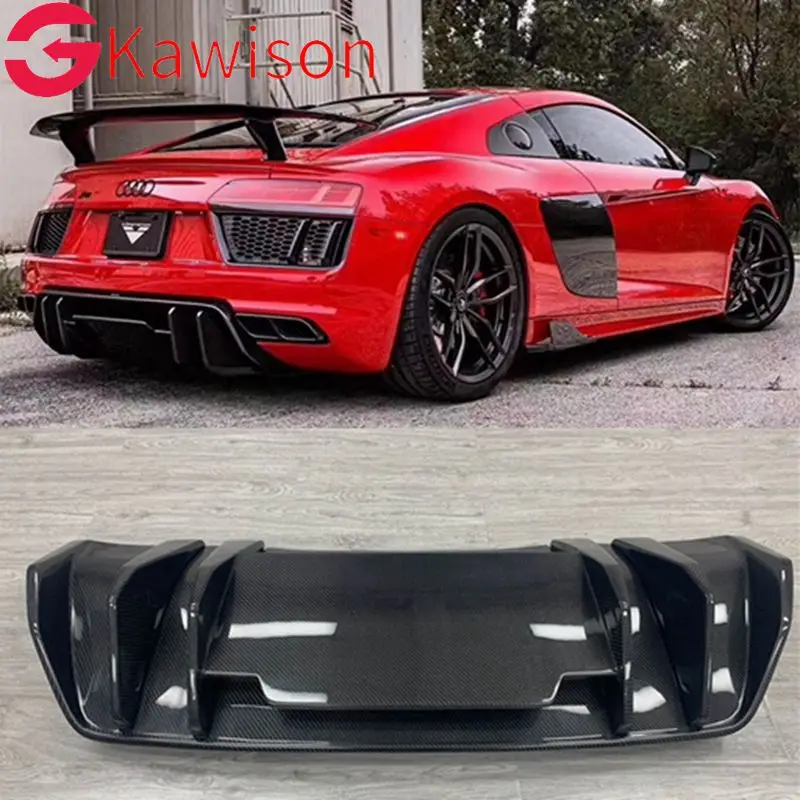 R8 Materiale In Vera Fibra Di Carbonio Paraurti Posteriore Pala Diffusore Kit Carrozzeria Modifica Auto Per Audi R8 V10 Coupe Tuning 2017-2019