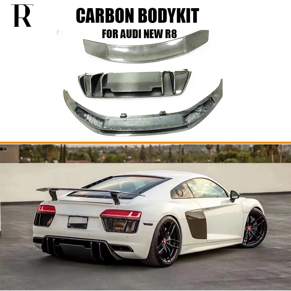 Kit Corpo In Fibra Di Carbonio R8 Per Audi R8 V8 V10 16-19 Labbro Anteriore Diffusore Paraurti Posteriore Spoiler Posteriore R8 Car Styling Tuning Bod