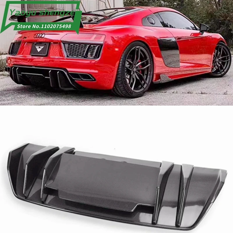 R8 Real Carbon Fiber Material Rear Lip Bumper Shovel Diffuser Car Modification Body Kit For Audi R8 V10 Coupe Tuning 2017-2019