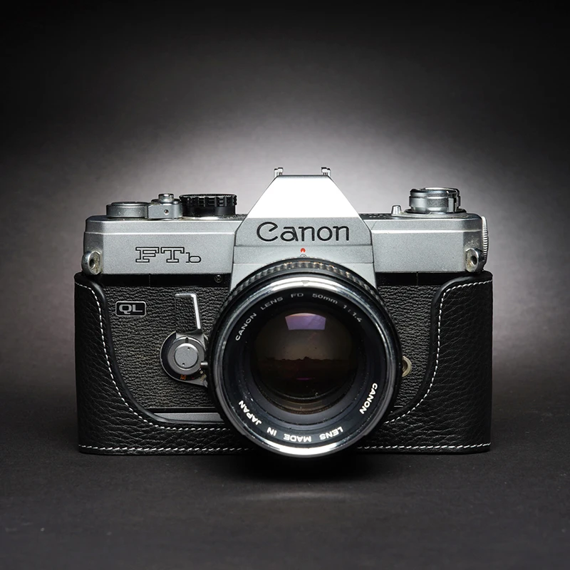 Design Per Canon Ft Ftql Ftb Tl Tlb Tx Borsa Per Fotocamera In Vera Pelle Fatta A Mano Mezza Custodia