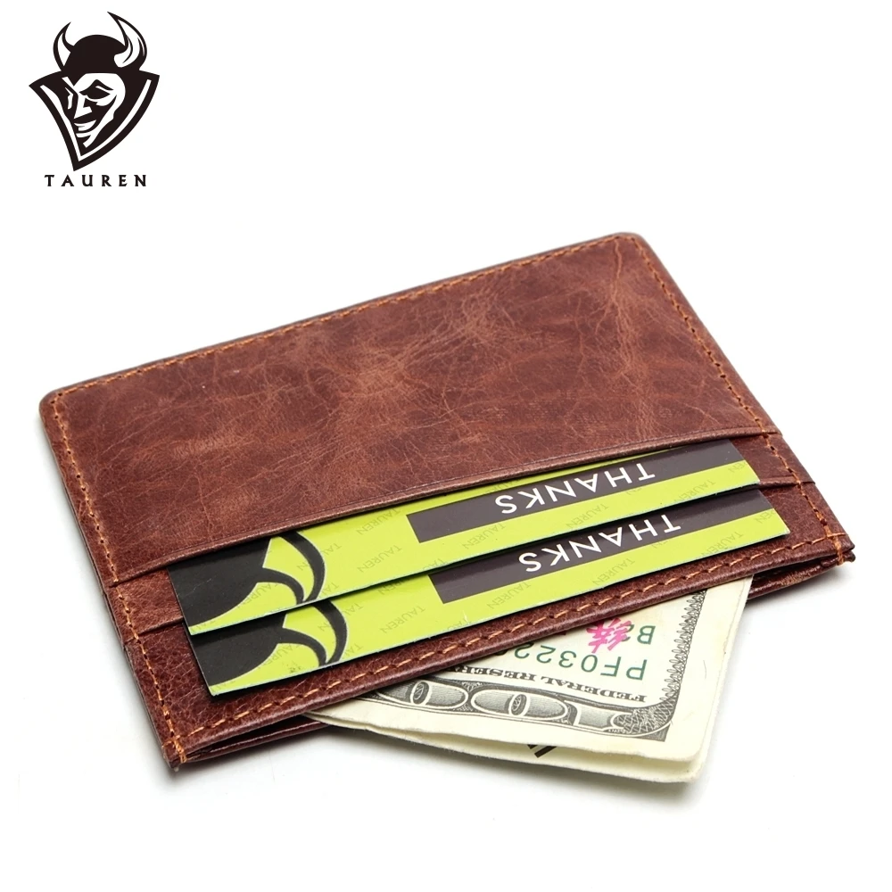 2021 Travel Rfid Portafoglio Porta Carte Vintage 100% Vera Pelle Porte Carte Tasca Frontale Sottile Credito