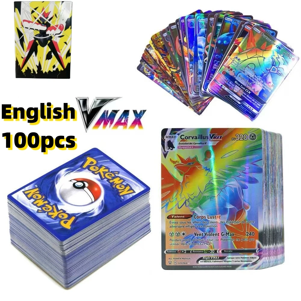 2024 New English 55/100Pcs Carte Pokemon Vmax Charizard Pikachu Carte Pokragon Game Battle Carte Trading Shining Cards
