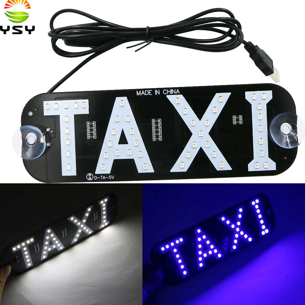 Ysy 10Pcs Nuovo Taxi Con Usb Led Sign Taxi Panel Led Light Logo Decal Stickers Hook On Car Window Dropshipping 5V
