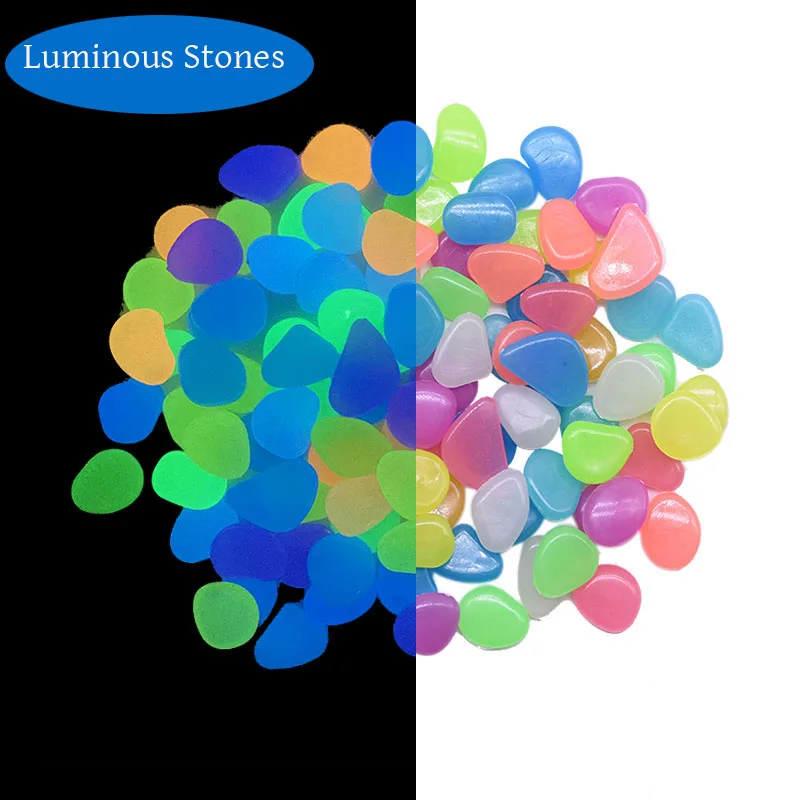 100Pcs Glow In Dark Ciottoli Incandescente Pietre Pietre Luminose Per Esterno Passerella Casa Garden Yard Decor Serbatoio Di Pesce Ghiaia Rocce