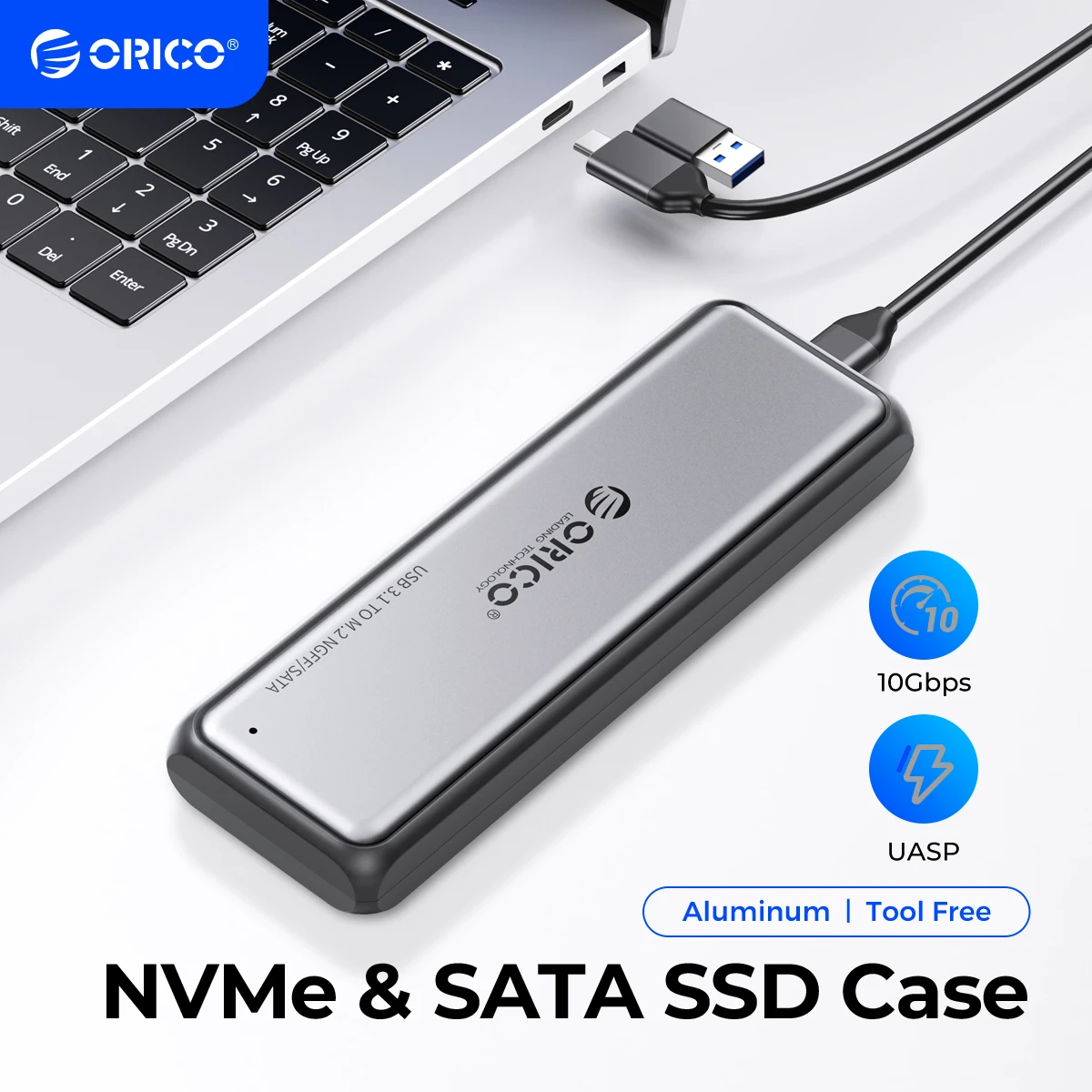 Orico Nvme Sata Alluminio M.2 Ssd Enclosure 10Gbps Tool Free M2 Ssd Enclosure Solid State Drive Case Accessori Per Computer Portatili