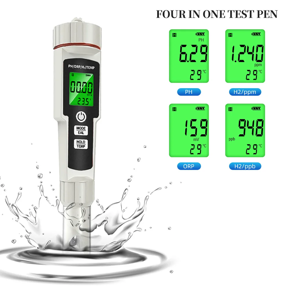 Digital 4 In 1 Misuratore Di Ph Dell'Acqua H2/Temp/Orp Tester Di Ph Per Piscine Elettroniche Per Acquario Aquario Piscina Hydroponics Schwimmen