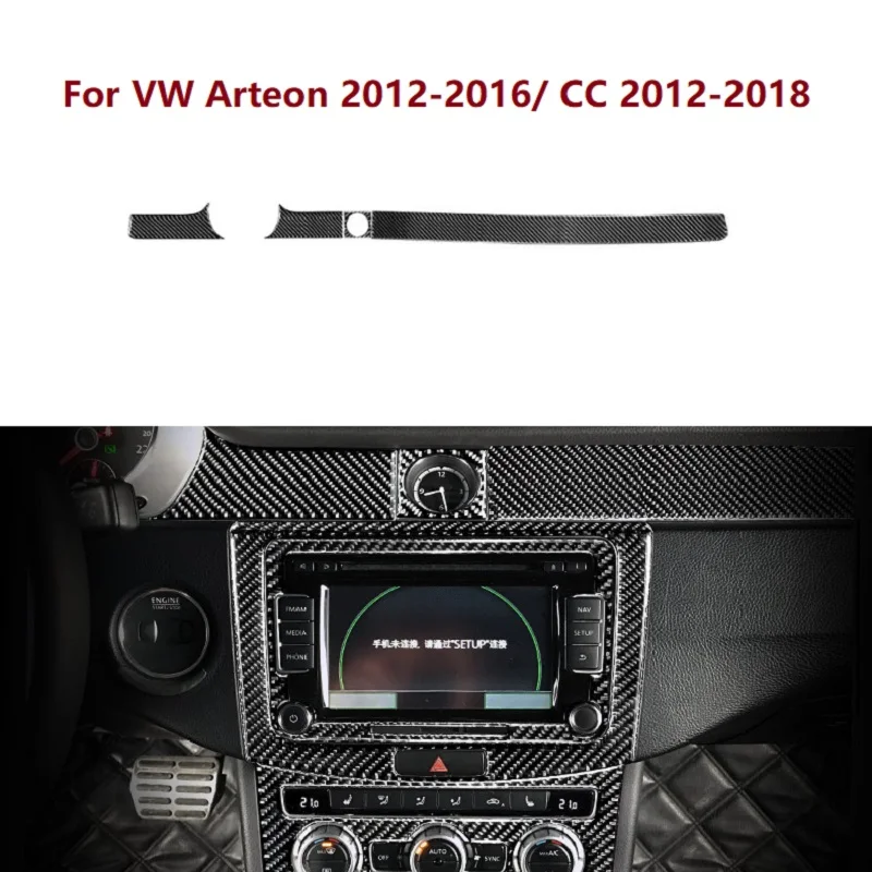 Carbon Fiber Sticker Center Console Panel Decoration Strip Interior Car Accessories Fit For Vw Arteon Cc 2012-2018