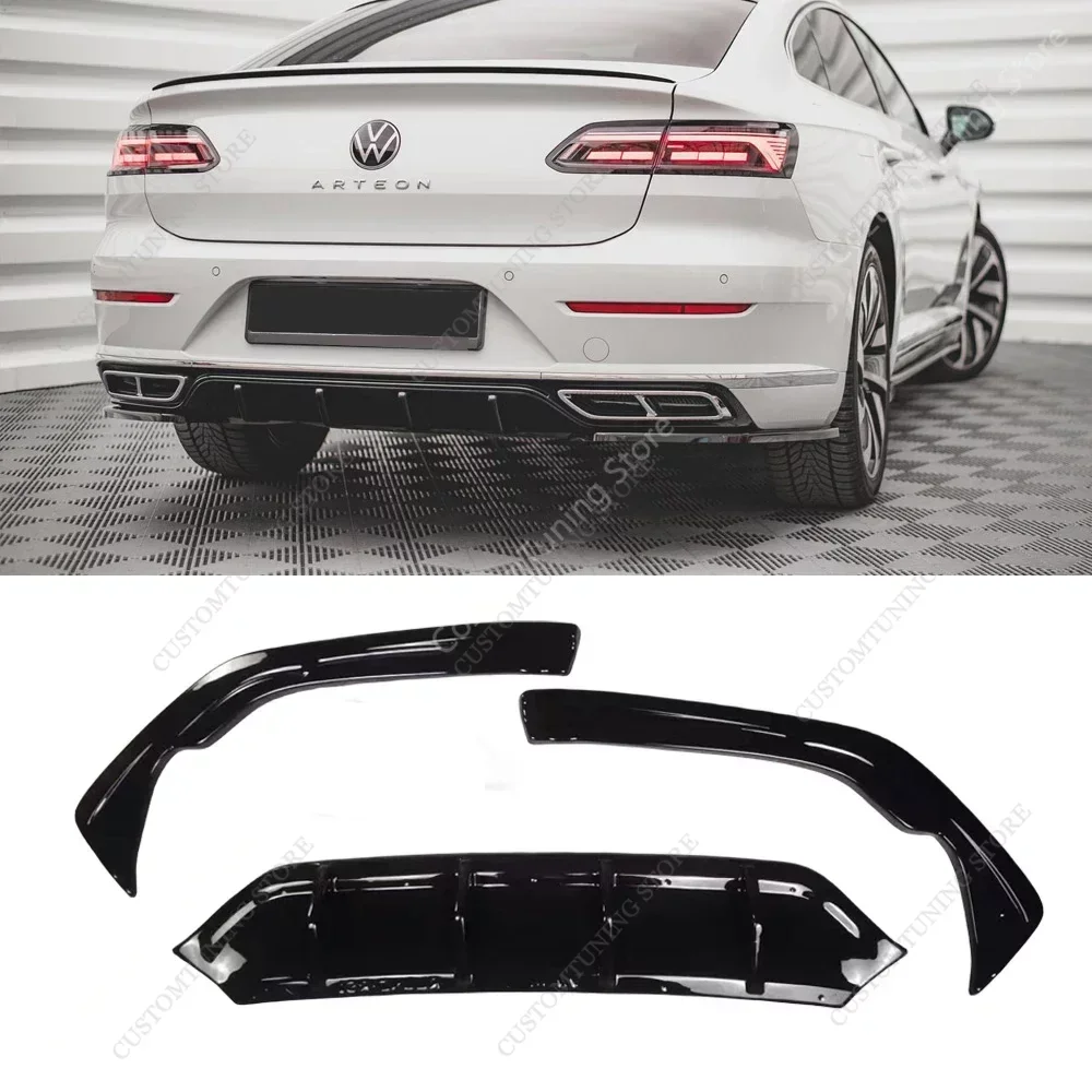 Maxton Style Rear Valance & Rear Splitter Per Vw Arteon R-Line 3H Lifting Paraurti Posteriore Diffusore Lip Bodykit 2020-2023 Tuning