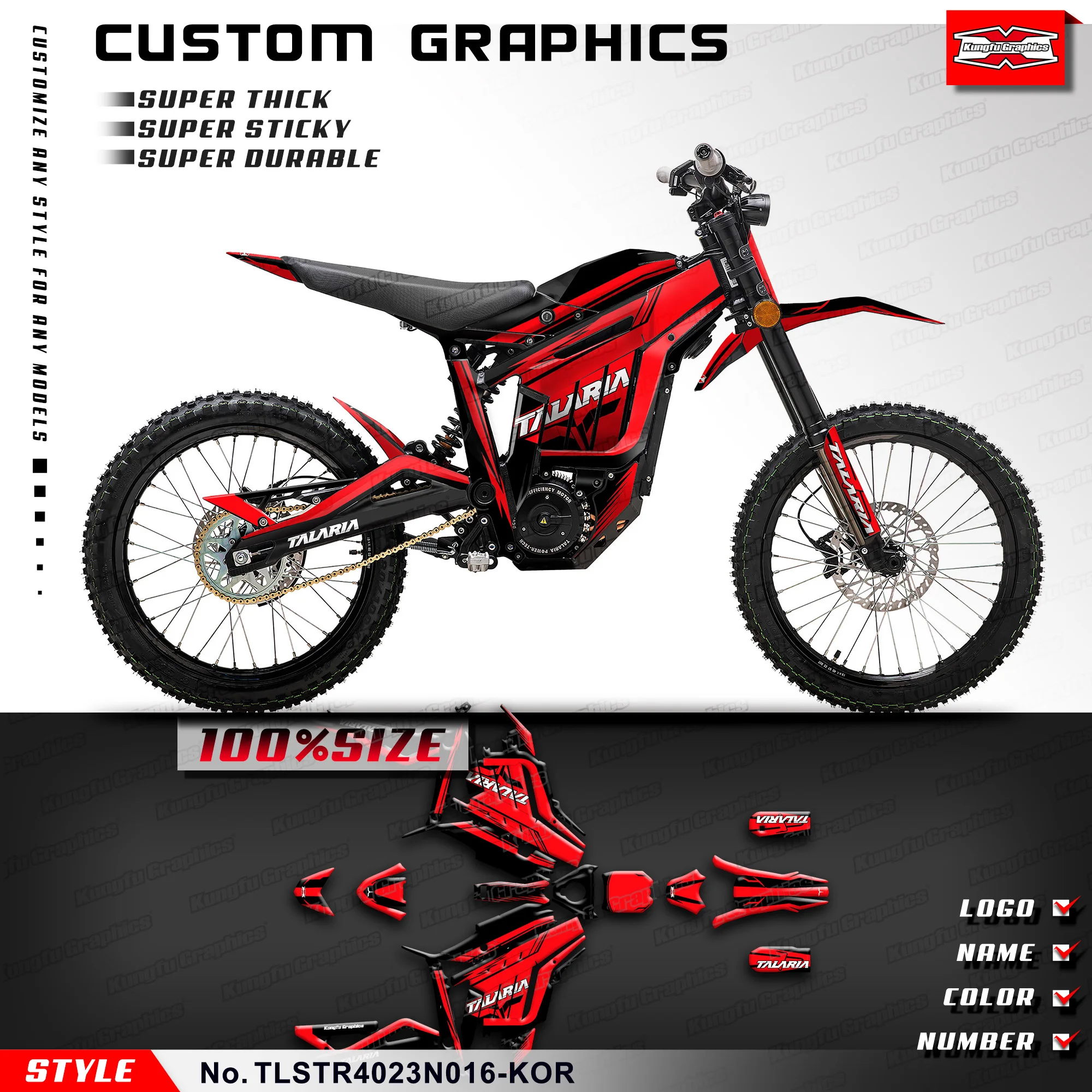 Kungfu Graphics Mx Racing Stickers Kit Completo Di Avvolgimento In Vinile Per Talaria Sting R Mx L1E Sx3 Dirt Bike Elettrica, Rosso