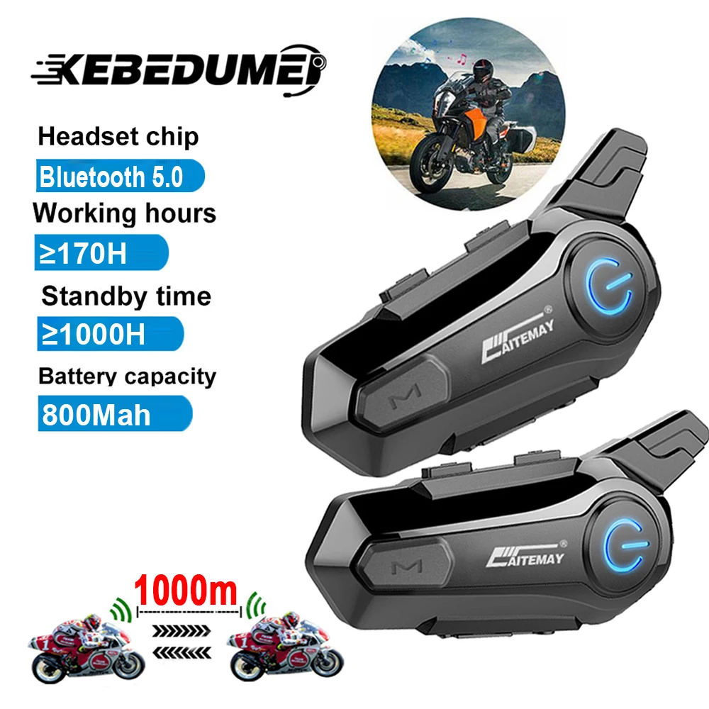 Interfono Interfono Per Casco Moto Da 1000M Interfono Bluetooth Impermeabile Per Comunicatore Interfono A 2 Piloti