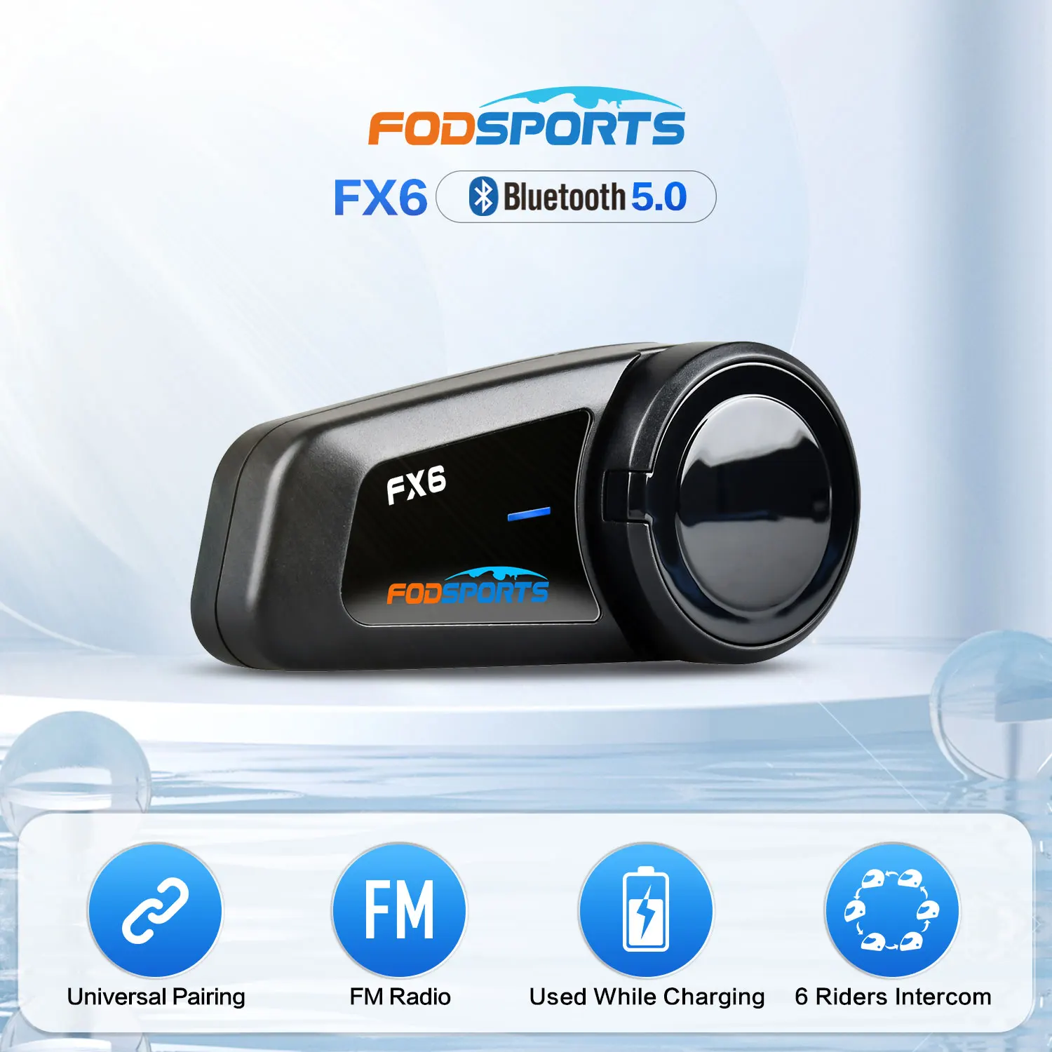 Fodsports Fx6 Casco Moto Interfono Bluetooth 5.0 Auricolare Intercom Moto 6 Piloti Comunicazione Radio Fm Intercomunicador