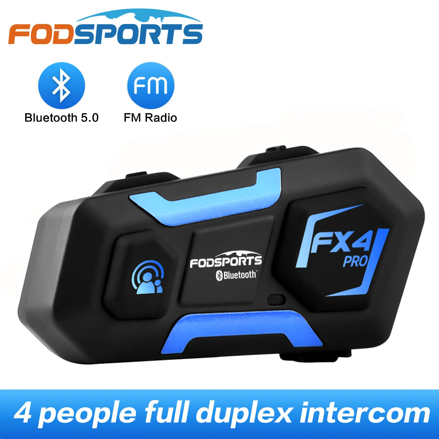 )Sports Fx4 Pro 4 Ciclisti 1000M Interfono Full Duplex Cuffia Per Motocicletta Casco Interfono Bluetooth 5.0 Intercomunicador Moto