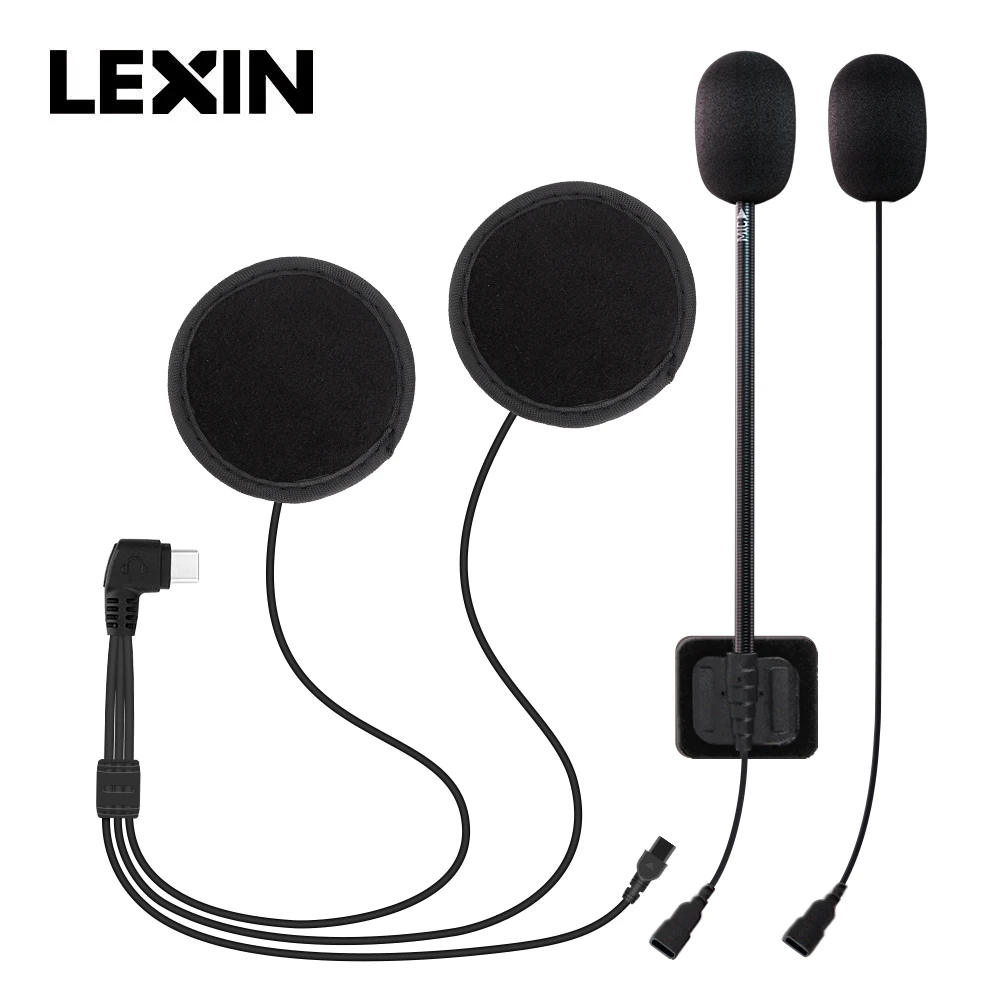 Lexin Moto Interfono Cuffia E Clip Set Accessori Per B4Fm-X Bluetooth Tipo-C Interfono Interfono Jack Plug