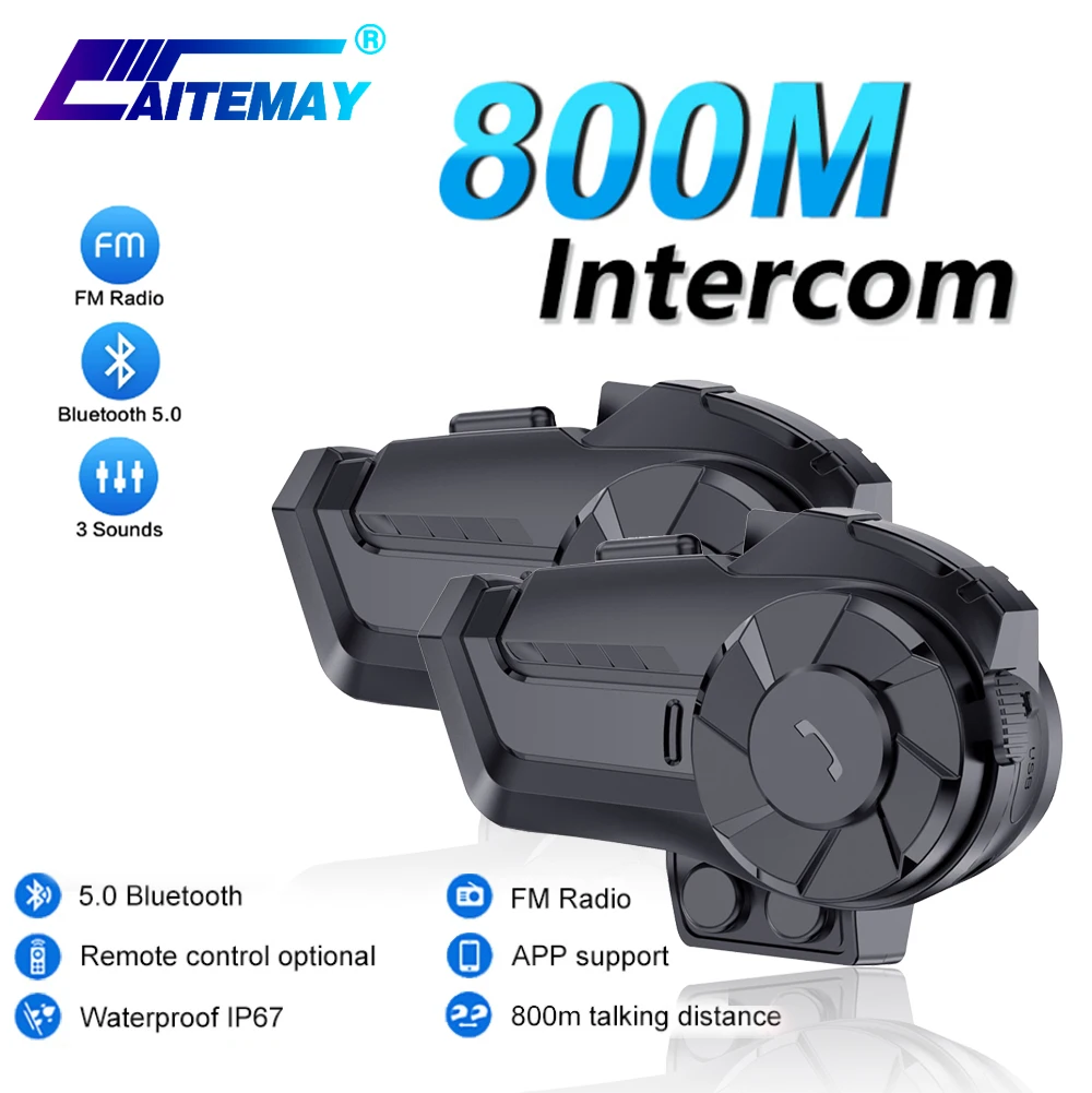 2 Sets 800M Bt Motorcycle Helmet Intercom Waterproof Wireless Bluetooth Moto Headset Interphone Fm Radio For 2 Rides