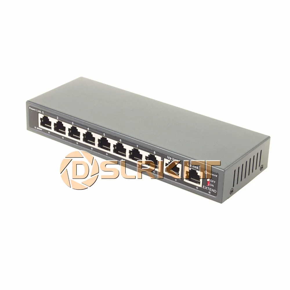 Dslrkit 250M 10 Porte 8 Switch Poe Injector Power Over Ethernet Senza Adattatore Di Alimentazione