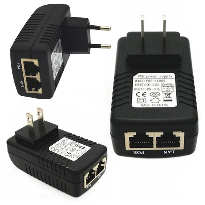 Cctv Security Surveillance Poe Power Supply 48V 0.5A 24W Poe Wall Plug Iniettore Poe Adattatore Ethernet Ip Camera Phone Us Eu Plug