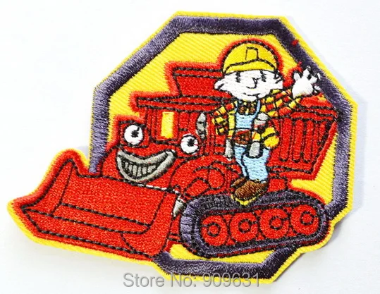 Bob The Builder Red Bulldozer Iron On Applique Toppa Ricamata ~ In Tessuto Garantito 100% Qualità