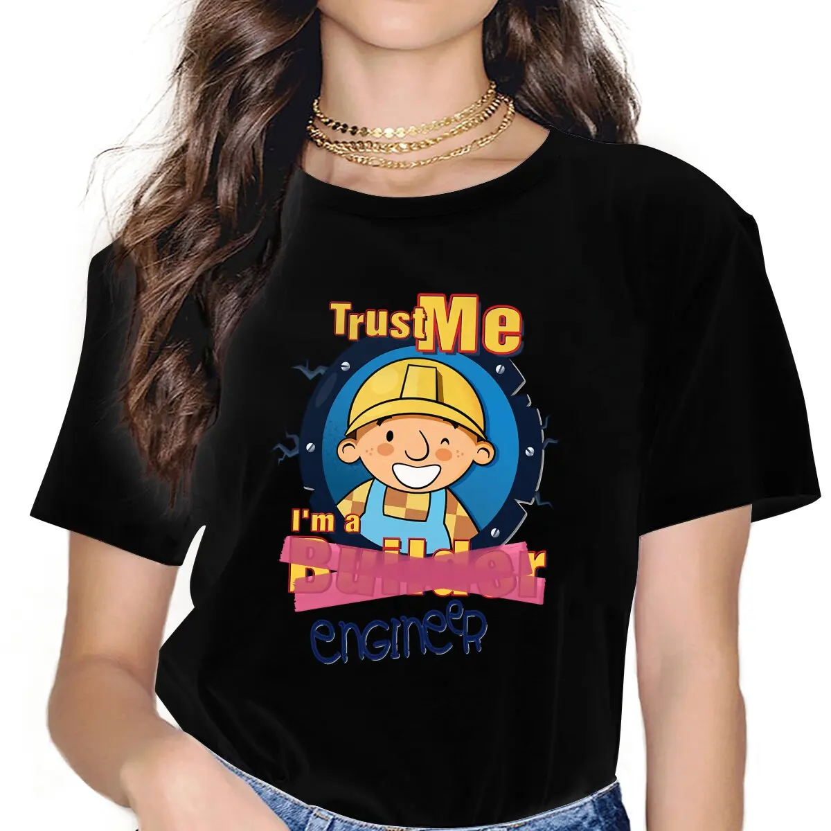 Bob Trust Me Sono Un Ingegnere Classico Abbigliamento Donna Bob The Builder Graphic Magliette Femminili Vintage Alternative Magliette Larghe Tee
