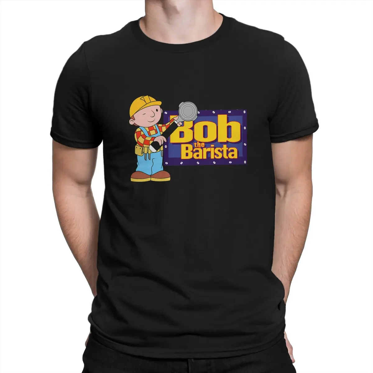 Bob The Builder Barista... Maglietta Grafica Uomo Top Vintage Grunge Estate Poliestere Abbigliamento Harajuku T Shirt