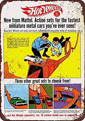 Vintage Hot Wheels Action Set Riproduzione Dall'Aspetto Vintage Metal Tin Sign Custome Signs Decorazione Della Stanza Poster