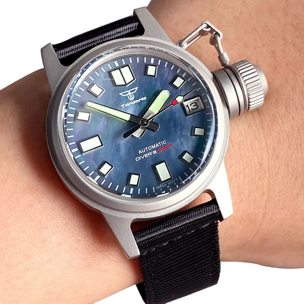 Tandorio 200M Diver Madreperla Quadrante 36Mm Giappone Nh35A Vetro Zaffiro Frogman Army Men Watch Movimento Automatico Luminoso