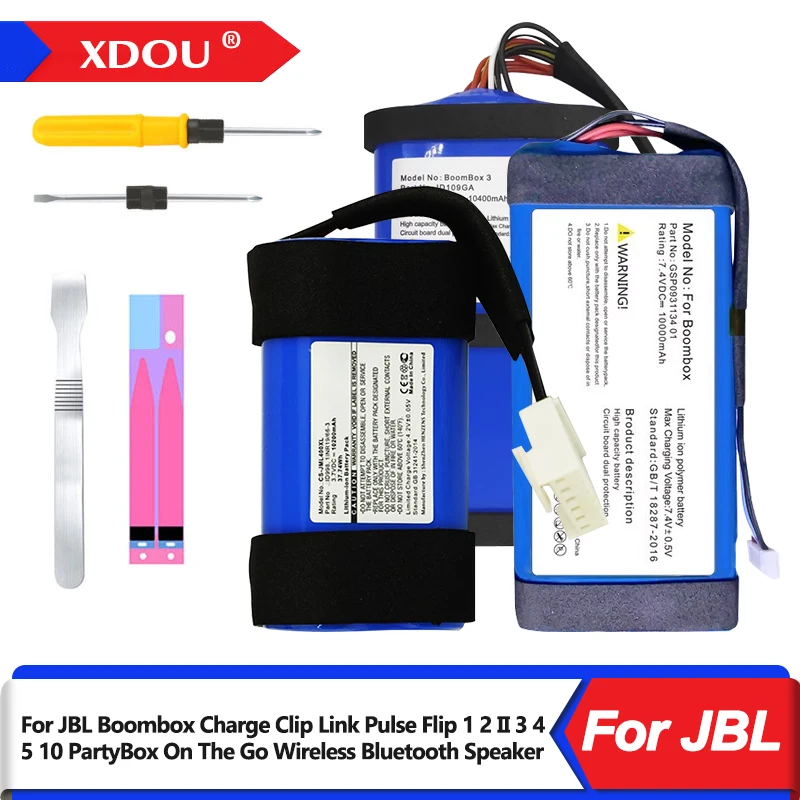 Xdou Nuova Batteria Per Jbl Boombox Charge Clip Link Pulse Flip 1 2 Ii 3 4 5 10 Partybox On The Go Altoparlante Bluetooth Wireless
