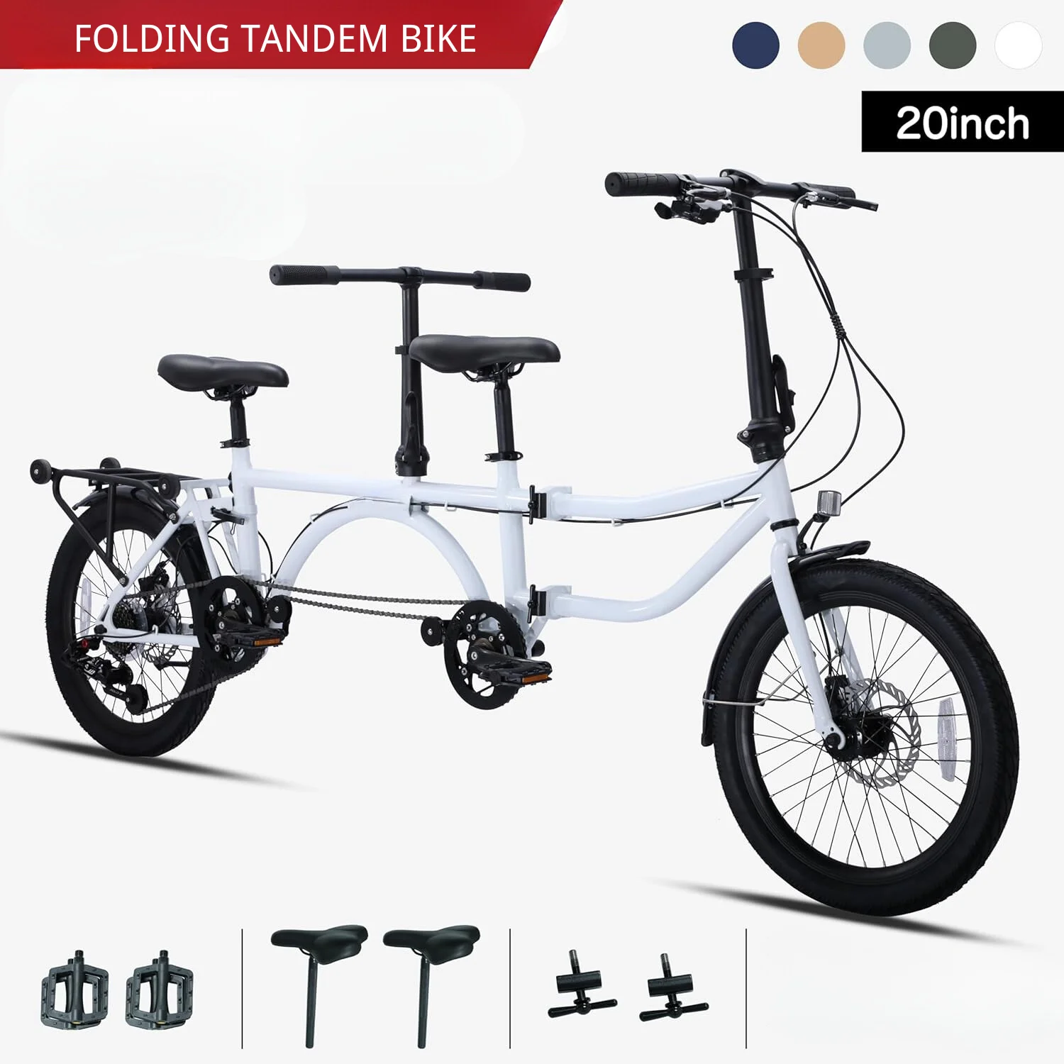 Bicicletta Tandem Pieghevole Brompton Da 20 Pollici Bicicletta Tandem Per Adulti A Tripla Piega A 7 Velocità 2 Daintens