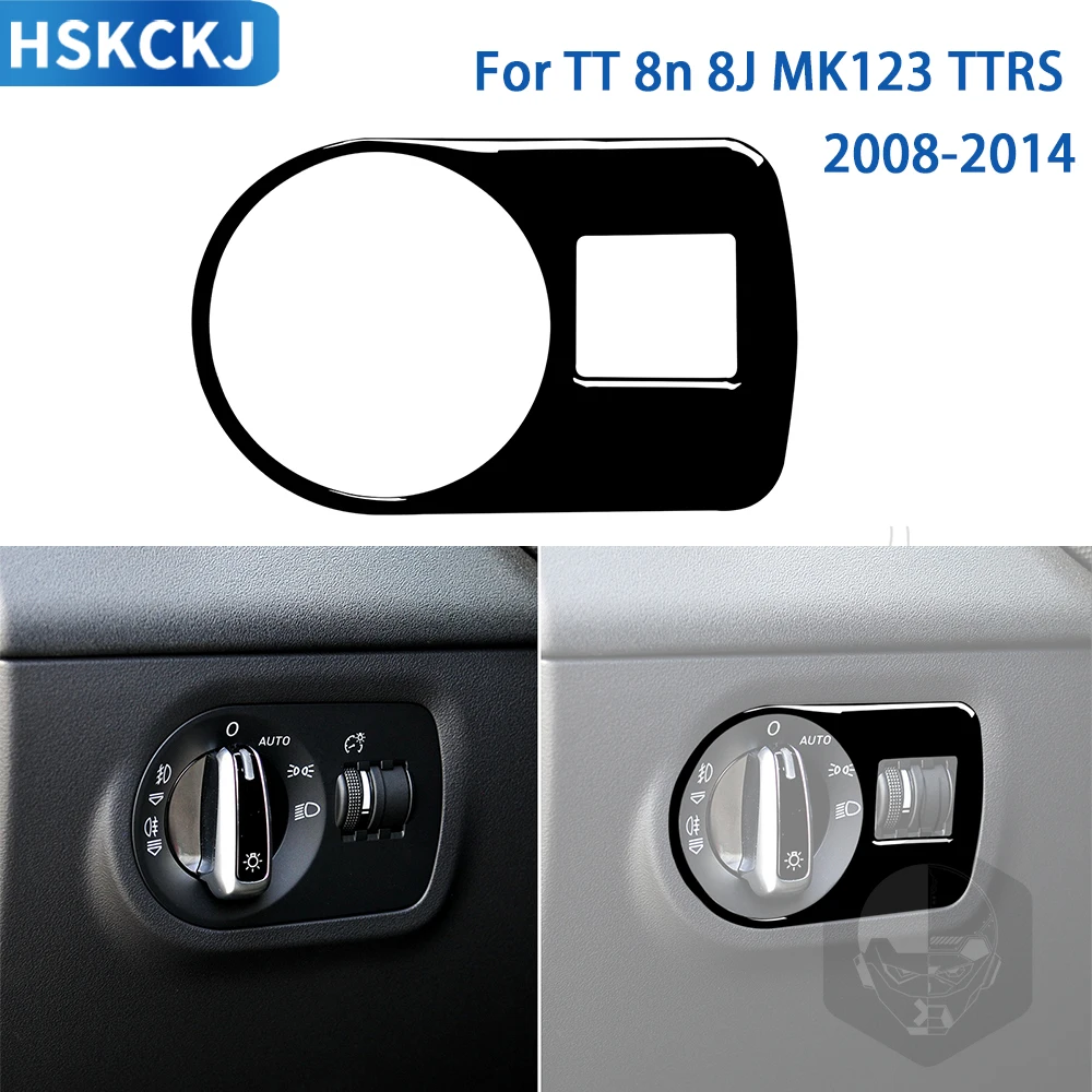 Per Audi Tt 8N 8J Mk1 Mk2 Mk3 2008-2014 Accessori Pianoforte Nero Plasti Car Interior Headlight Switch Panel Trim Stickers