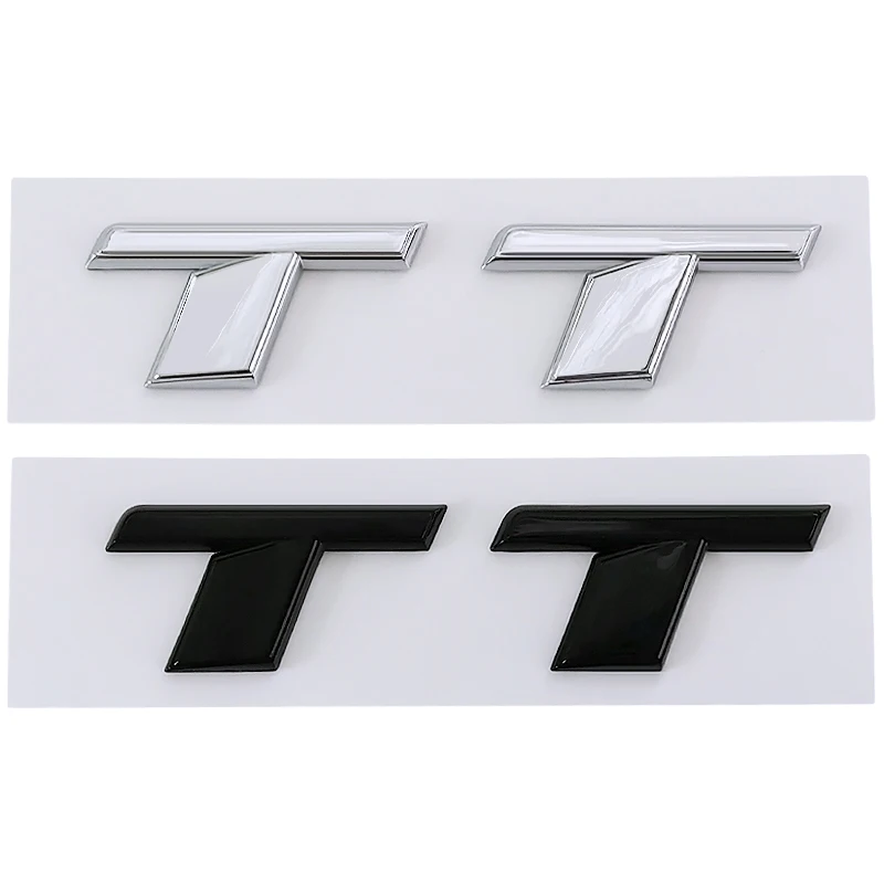 3D Abs Chrome Black Logo Tt Emblem Letters Car Trunk Badge Decal Per Audi Tt Rs Mk1 8N 8J Mk3 8S Mk2 Tt Sticker Accessori