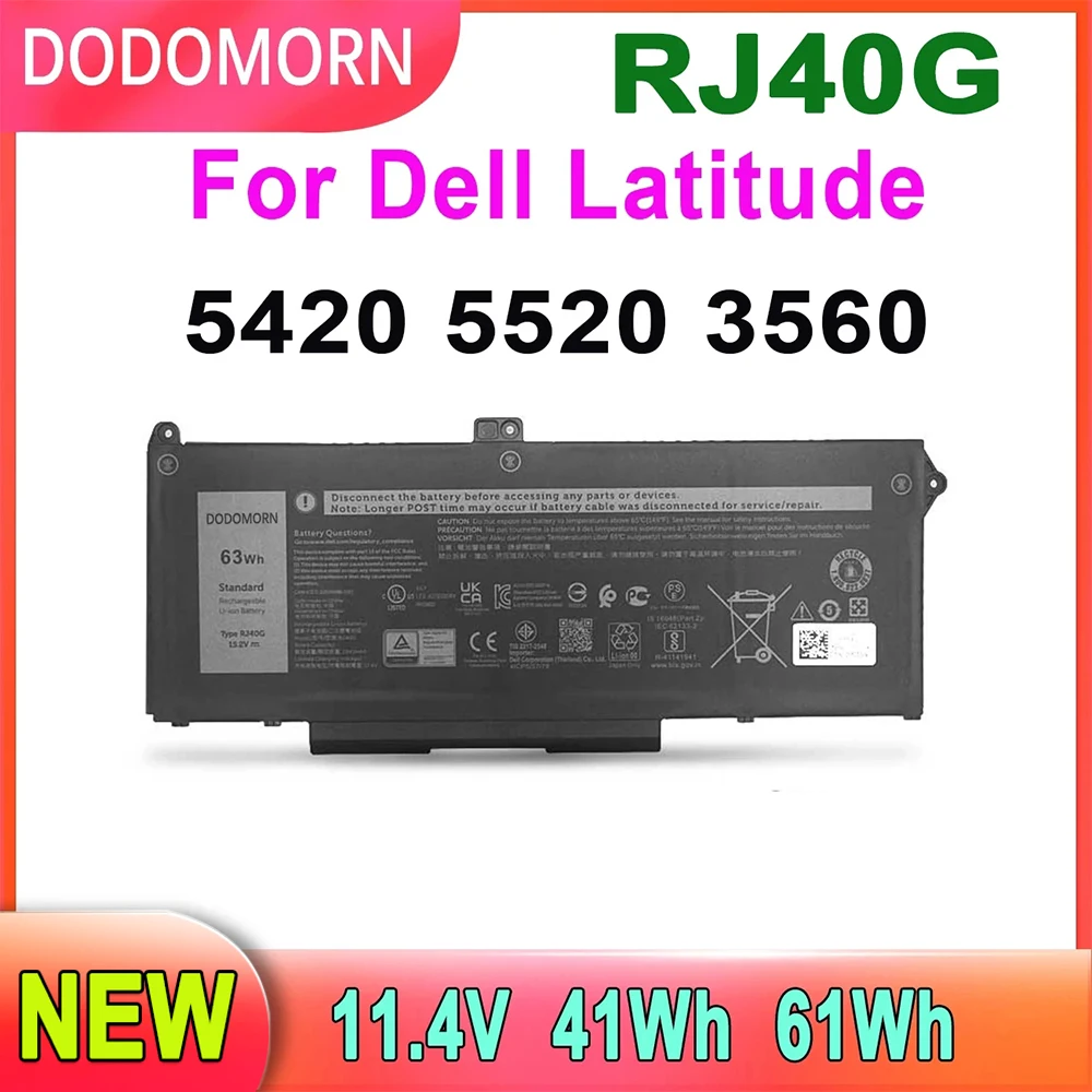 Batteria Per Laptop Dodomorn Rj40G Per Dell Latitude 5520 5420 Precision 3560 Series P104F P137G 01 K2Cf 07 X16 0 Wk3F1 41Wh 61Wh