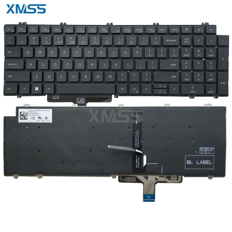 Nuova Tastiera Us English Per Dell Latitude 5520 5521 Precision 3560 3561 Retroilluminato