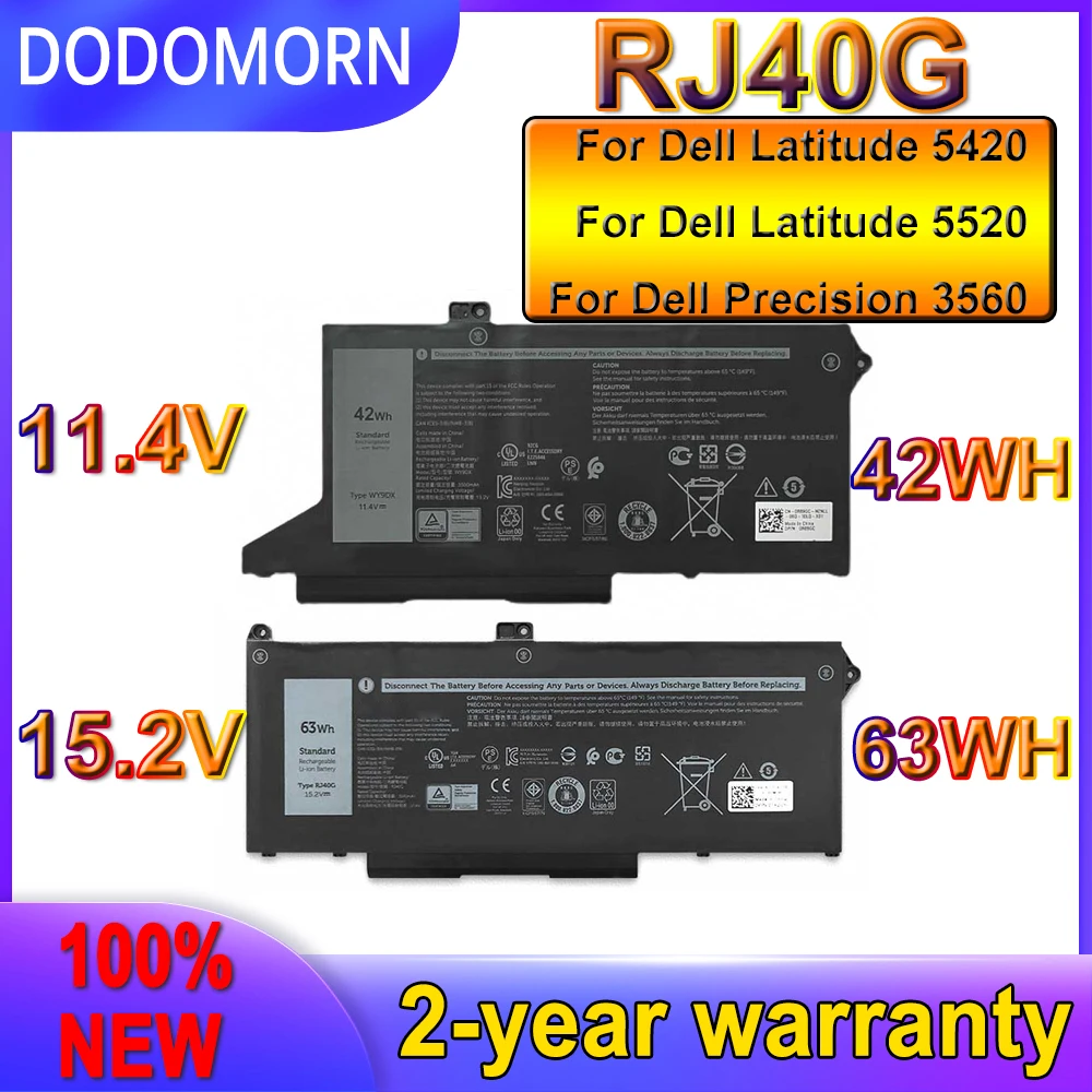 Dodomorn Nuova Batteria Rj40G Per Dell Latitude 14 5420 Latitude 15 5520 Precision 15 3560 Workstation Mobile P137G P104F P137G001