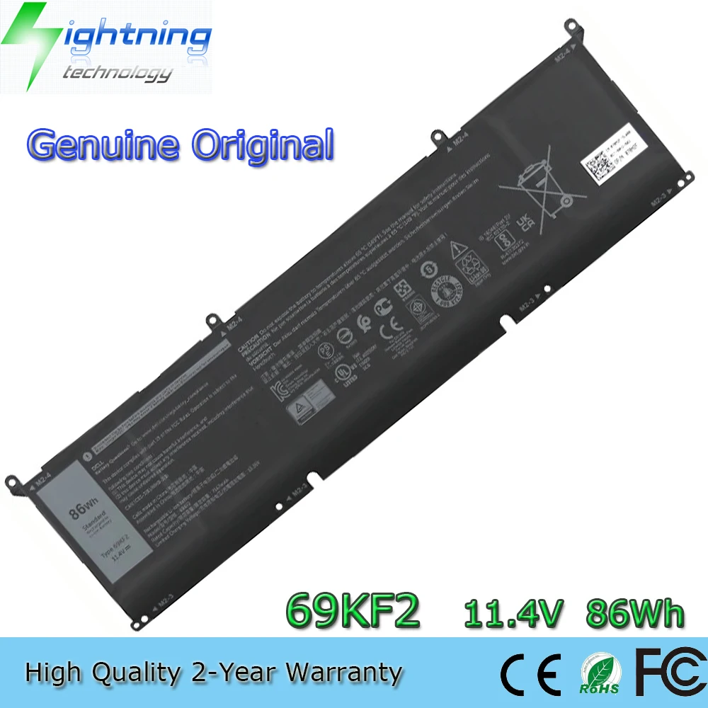 Nuova Batteria Originale Originale Per Laptop 69 Kf2 11.4V 86Wh Per Dell Alienware M15 M17 R3 P45E 2020 Xps 15 9500 G15 5510 5511 5520