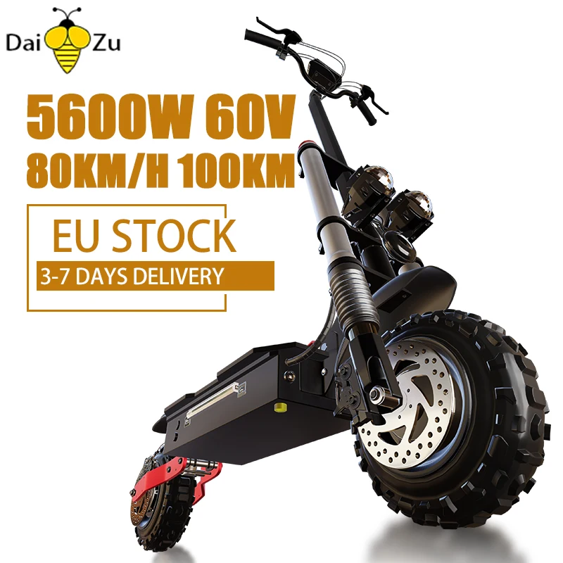 Scooter Elettrico Per Adulti 5600W Doppio Motore 60V 26Ah Batteria 220Kg Carico Massimo Doppia Sospensione Scooter Pieghevole Con Sedile Rimovibile