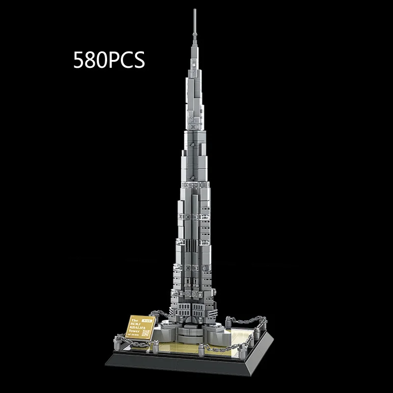 Architettura Di Fama Mondiale Micro Diamond Block Burj Khalifa Tower Dubai Emirati Arabi Uniti Modello Building Brick Toy Nanobricks