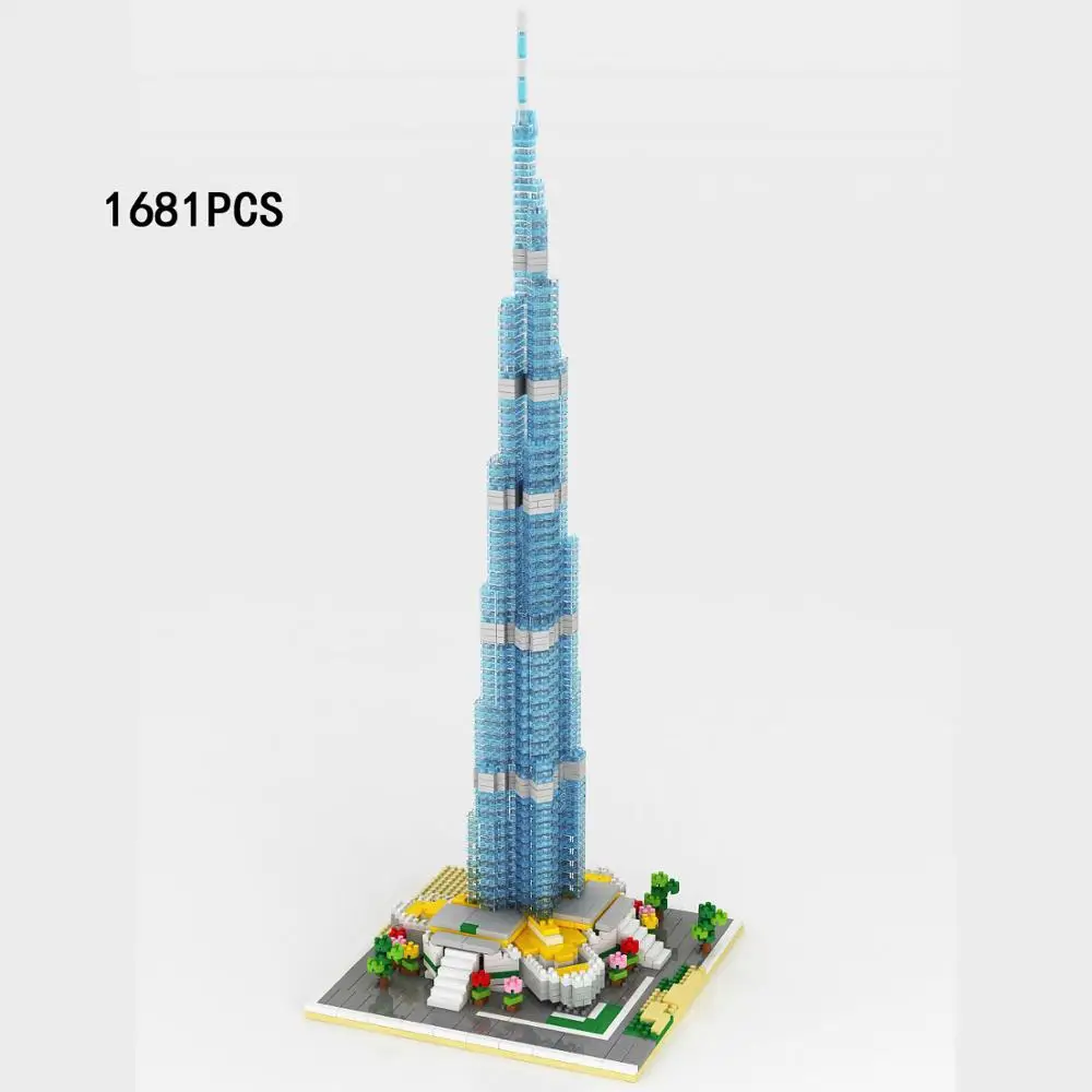 Architettura Moderna Di Fama Mondiale Micro Diamond Block Emirati Arabi Uniti Dubai Burj Khalifa Tower Nanobricks Toy Building Brick