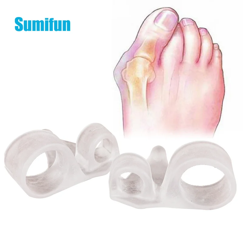 1Pair Two-Hole Silicone Snail Toe Separator Hallux Valgus Toe Separator Protector Pad Foot Clamp Bunion Corrector Straightener