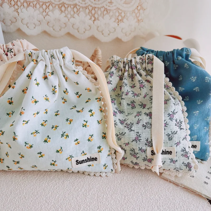 Ins Garden Style Floral Cotton Bundle Pocket Organizer Bag Home Organizer Dust Bag Classificazione Da Viaggio Borsa Organizer Portatile