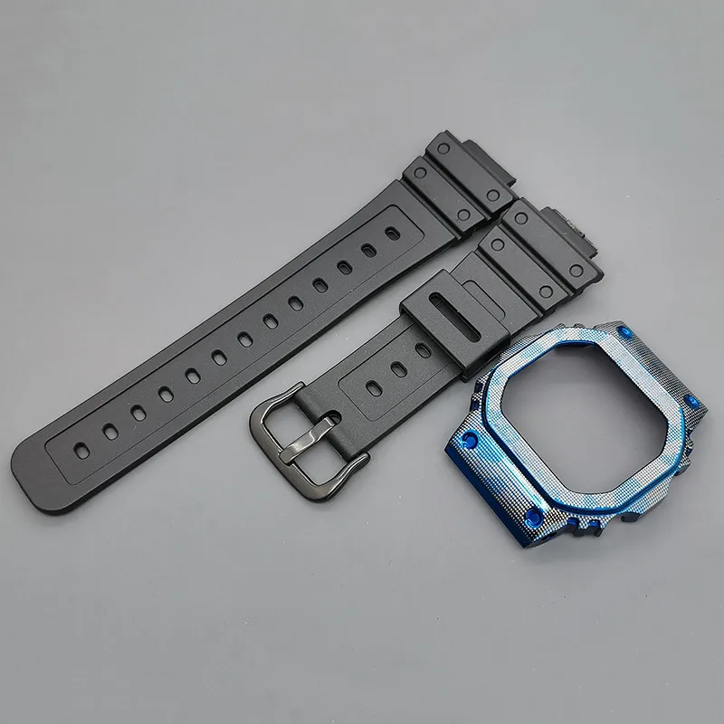 Cinturino Per Orologio Mimetico Blu Lunetta In Acciaio Inossidabile Per Dw 5600 Gw5000 Dw5035 Cinturini Per Orologi Economici In Metallo Strumenti Di 