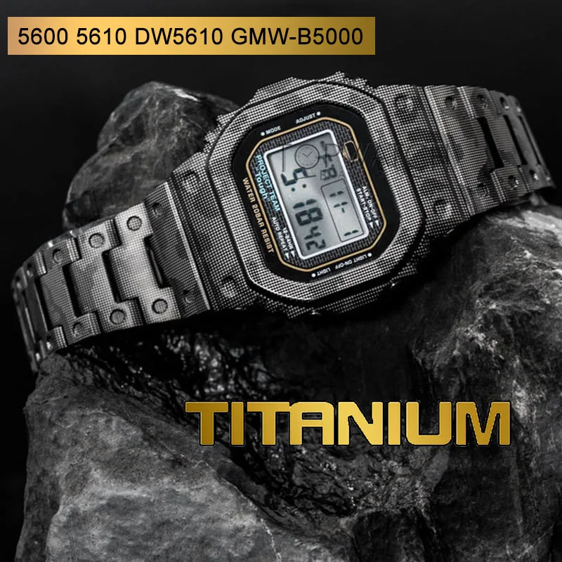 Gmw-B5000 Dw 5600 Camouflage Set Cinturino Per Orologio In Lega Di Titanio Lunetta Dw5600 Gw5000 Dw5035 Cinturini In Metallo Strumenti Di Copertura Pe