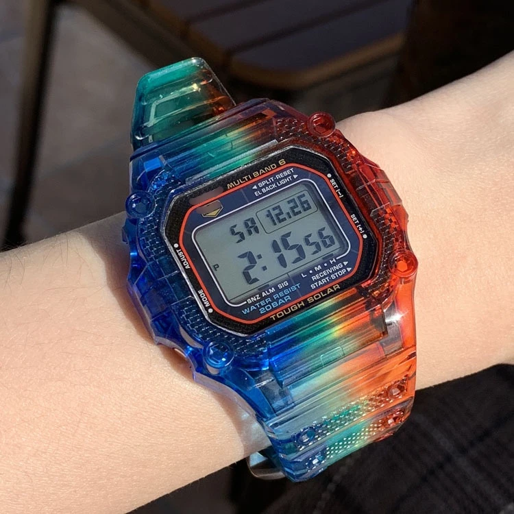 Cinturino In Resina Colorata Per Casio Gw-M5610/5000 Dw5600/5610 G5600E Dw5000 Gw5000 Dw5035 Mod Tpu Cinturino In Silicone Lunetta In Gomma