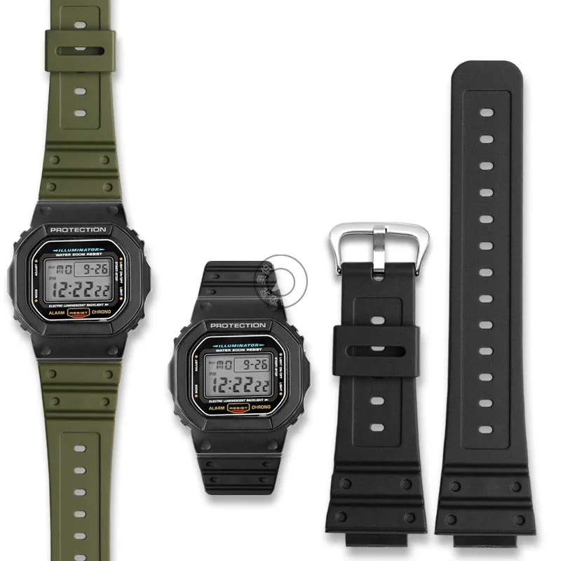 Cinturino Sportivo In Gomma Siliconica Per Casio 3229 Dw-5600 Dw5600 Dw-5600Bb/Ls/Sk/E Gw-B5600 Gw-5000 Cinturino Quadrato Piccolo 16Mm