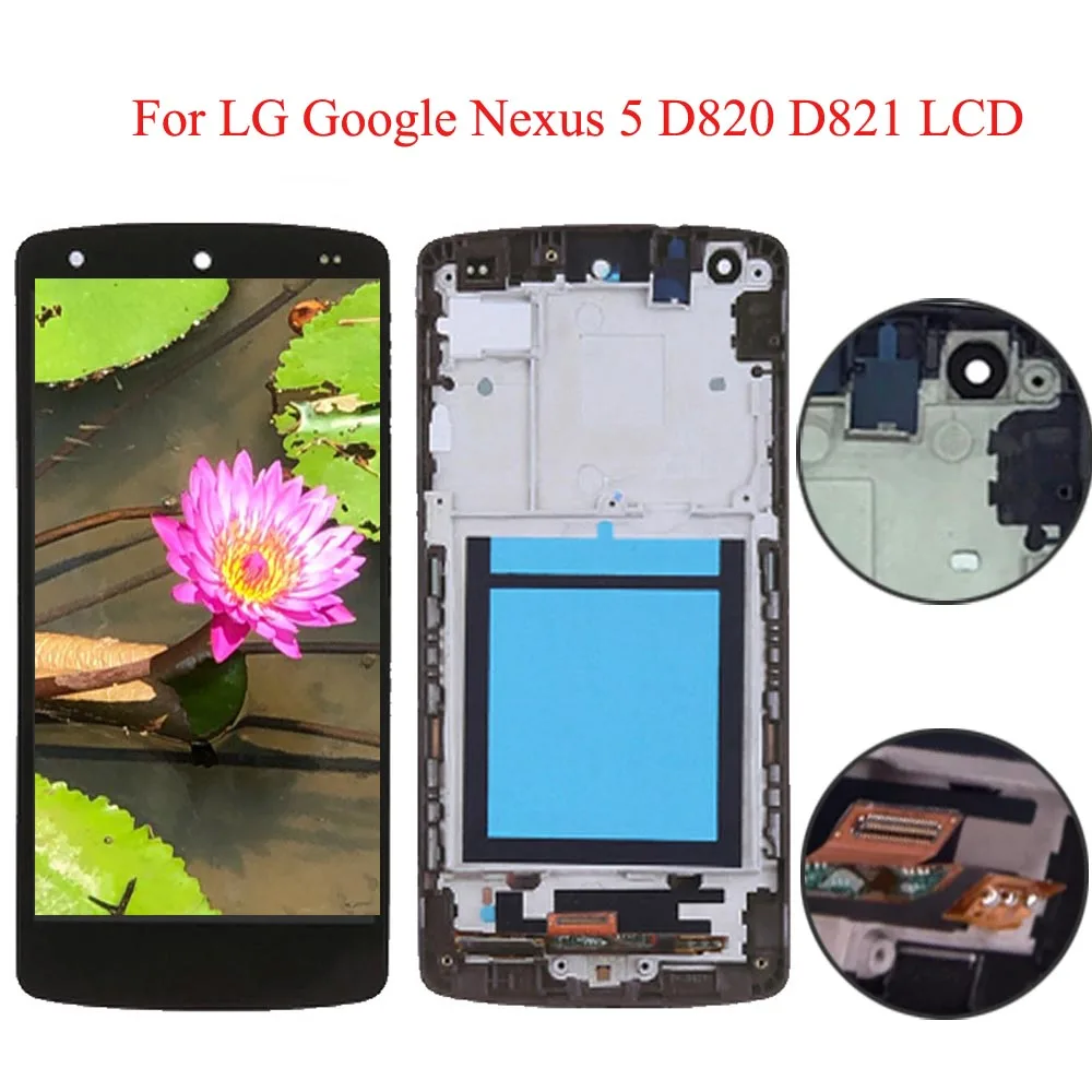 Testato Display Da 4.95 "Per Lg Google Nexus 5 Display Touchscreen Lcd Con Cornice Sostituisci Gruppo Digitalizzatore Per Lg 820 D821 Lcd