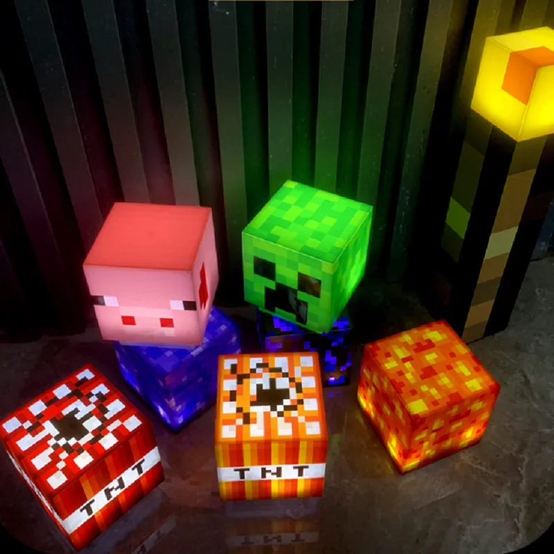 New Minecraft Steve Light Up Creeper Led Night Desktop Light Giocattoli Luminosi Creeper Model Toy Torch Hand Held & Wall Mount Kid Gift
